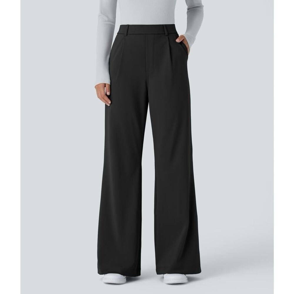 HALARA Black Wide-Leg Trousers